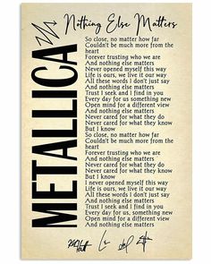 a piece of paper with the words metalica written in black ink on top of it