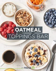 oatmeal toppings bar with fruit and nuts