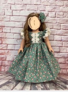 Such an adorable dress in green with peach floral and vintage lace trim. Comes with matching floral hair clip ( button used may vary). Made for 18 inch dolls such as American Girl. Floral Hair Clip, Doll Dresses, Floral Hair, Dress Set, Vintage Lace, Set Dress, Doll Toys, Hair Clip, American Girl