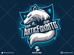 the logo for an athletic team with a wolf's head and lettering on it