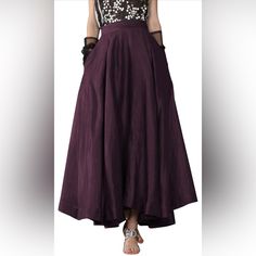 Women's Casual A-Line High Waist Ruffle Swing Ankle Length A-Line Pleated Maxi Skirts With Pockets Color Claret/ Burgundy New Condition!! Plum Clothes, Long Purple Skirt, Purple Maxi Skirt, Pleated Maxi Skirts, Circle Maxi Skirt, A Line Maxi Skirt, Long Cotton Skirt, Teacher Fits, Maxi Skirts Summer