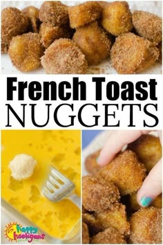 french toast nuggets collage with text overlay