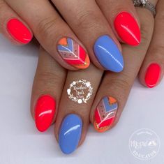 Bright Summer Nails Designs, Summer Nails Colors Designs, Get Nails, Rainbow Nails, Fancy Nails, Short Acrylic Nails, Creative Nails