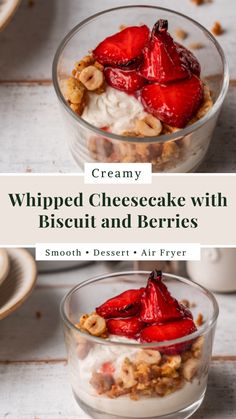 two bowls filled with whipped cheesecake and berries