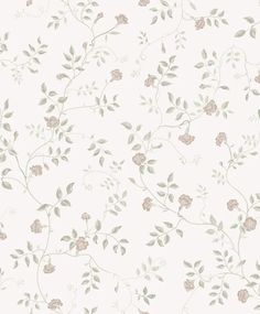 a white wallpaper with pink flowers and leaves on the top right hand corner is an off - white background