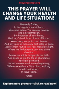 the prayer for this prayer will change your health and life situation