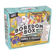 PRICES MAY VARY. The Indoor Boredom Box by Professor Puzzle - Featuring over 250 challenges to keep everyone entertained. Includes everything you need for family games night - Chess, Checkers, Backgammon, Mikado, Pachisi, Nine Men’s Morris, Snakes & Ladders, Matchstick Puzzles, Playing Cards, Tangram Puzzles, Number Puzzles, Trivia Questions, Lateral Thinking Puzzles and much more! Develop creative thinking, problem solving skills & classic board game abilities - The perfect addition to games ni Lateral Thinking Puzzles, Games Puzzle, Game Night Gift, Tangram Puzzles, Lateral Thinking, Brain Game, Playing Card Games