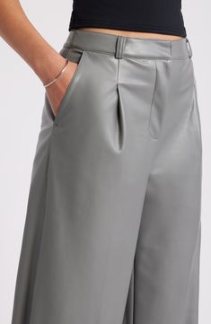 Wide-legged pants are cut from buttery faux leather that boasts all the luxe swagger of the real deal. Zip fly with hook-and-bar closure 100% polyester with polyurethane coating Machine wash, tumble dry Imported Faux Leather Wide Leg Pants, Leather Wide Leg Pants, Tumble Dryer, Leg Pants, Wide Leg Pants, Wide Leg, Faux Leather, Nordstrom, Bar