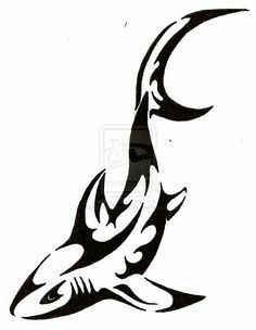 a black and white tattoo design of a fish on the side of its body, with a crescent shaped tail