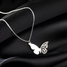 "Geometric Butterfly Necklace, Origami Butterfly Pendant is made by hand in our workshop with care. All our jewelry is the most elegant choice for the Bridesmaids, friends, your loved ones and for yourself. Geometric Butterfly Necklace, Origami Butterfly * Material: High Quality Solid 925 Sterling Silver. * Dimensions: Depending on your font choice, height sizes range from 1,5 mm to 3,5 mm lowercase. * Finish: Sterling Silver ∙ Gold ∙ Rose Gold. HOW TO ORDER ❓ * Select your necklace COLOR. * Choose necklace length from 14\" to 22\". The length option is the TOTAL chain length (including the charm). If you order an 18\" chain, the piece will come as CHAIN + CHARM = 18\".  * Finish your payment and complete your order. PRODUCTION TIME 🕒 All items made to order. Production starts within 12 h Geo Necklace, Geometric Butterfly, Origami Necklace, Logo Necklace, Origami Butterfly, Modern Necklace, Necklace Minimalist, Modern Necklaces, Butterfly Necklace