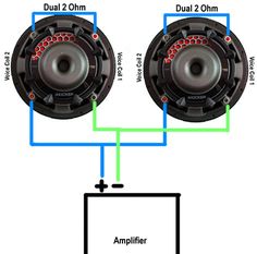 two speakers are connected to each other in the same wiring diagram, and one speaker is located