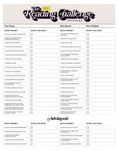 the reading challenge checklist is shown in black and white