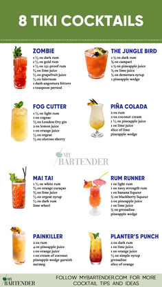 Tiki Cocktails Bartender Drinks Recipes, Bartender Drinks, Cocktail Drinks Alcoholic, Dress Event, Classic Cocktail Recipes, Mixed Drinks Alcohol, Yummy Alcoholic Drinks, Cocktail Lounge