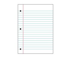 a piece of lined paper with black dots on the bottom and red lines at the top