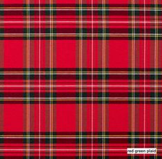 a red plaid fabric with black and green stripes on it's edges, as well as the colors of the tartan