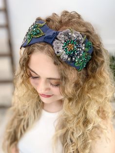 Chic and beautiful! This stunningly embellished headband is a must have hair accessory. Perfect for any occasion. One size fits most. Magical Clothing, Magical Clothes, Diy Hair Accessories Ribbon, Embellished Headband, Silk Lampshade, Fabric Brooch, Embellished Headbands, Jeweled Headband, Fabric Headbands