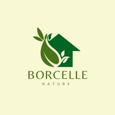 the logo for borcelle nature is green and has leaves growing out of it