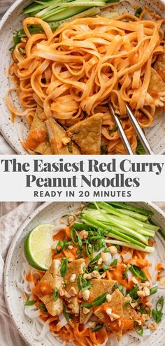 the easyest red curry peanut noodles recipe is ready in 20 minutes and it's so good to eat