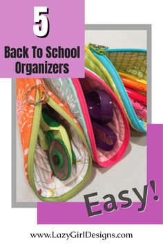 the back to school organizer has five zippered pouches