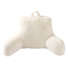 a white teddy bear shaped pillow on a white background