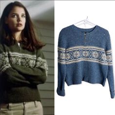 Size S Same Sweater In Blue Vintage 1990s Rare 100% Wool Cheap Blue Vintage Sweater, 90s Blue Winter Sweater, 2000s Pictures, 90s Purple Winter Sweater, 90s Blue Crew Neck Sweatshirt, Teal Vintage Sweater, Joey Potter, Dawsons Creek, Fashion Inspiration Board