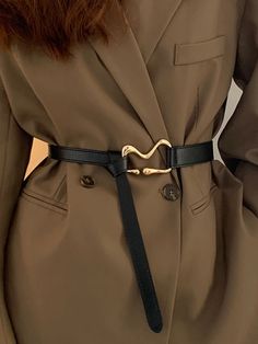 Preto  Collar  Couro PU   Embellished   Acessórios Femininos Peplum Belt, Leather Diy, Business Casual Outfits, Leather Belts, Elegant Dress, Coat Dress, Belt Buckles, Spring Outfits, Shoe Jewelry