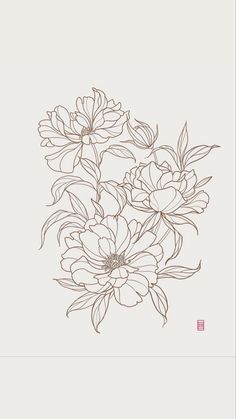 a drawing of some flowers on a white background