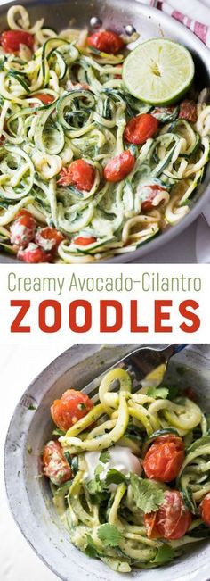 this creamy avocado - cilantro zoodles is the perfect side dish for any meal