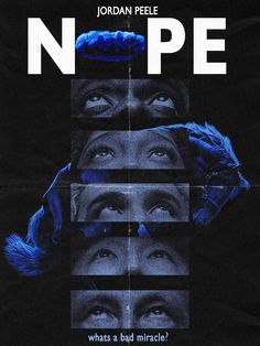 the movie poster for n p e, which features three faces and four different colors