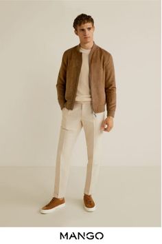 Beige Jacket Outfit, Suede Jacket Outfit, Classy Outfits Men, Mens Fashion Wear, Stylish Men Casual, Beige Outfit, Jacket Beige