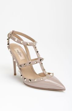 Valentino 'Rockstud' T-Strap Pump (Women) Valentino Rockstud Shoes, Valentino Rockstud Pumps, Studded Shoes, Studded Heels, Valentino Rockstud, Valentino Shoes, Strap Pumps