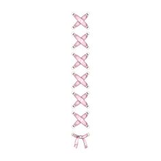 a pink ribbon with white beads and bows on the end is shown in front of a white background