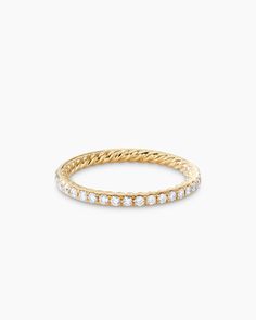 DY Eden Band Ring in 18K Yellow Gold with Pavé, 1.85mm Band Rings Women, David Yurman Ring, Pave Diamond Ring, Band Jewelry, High Jewelry, David Yurman, Diamond Bands, Womens Jewelry Rings, Pave Diamonds