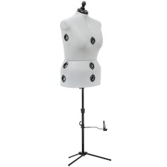 a white mannequin on a black stand