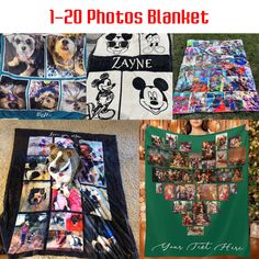 several pictures of dogs and their owners are shown in this collage with the words, i - 20 photos blanket