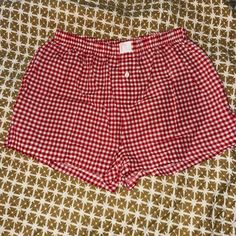 Red And White Gingham Shorts. Boxer Style. Nwot Elastic Waist. Size: Medium Waist: 13” Christmas Boxers, Pj Shorts, Gingham Shorts, Red Checkered, Red Gingham, Red Shorts, Vacation Outfits, Character Outfits, Lady In Red