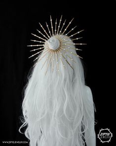 Spike Hair, Sun Halo, Halo Crown, Gold Headpiece, Spiked Hair, Halo Hair, Gold Fringe, Black Halo, Hair Bun