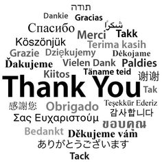 the word thank written in many languages