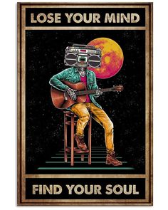 Guitar Wall Art, Find Your Soul, Guitar Posters, Art Deco Poster, Deco Poster, Space Wall Art, Lose Your Mind, Space Poster, Guitar Art