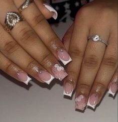 Hard Nails, Spring Nail Designs, Simple Gel Nails, French Acrylic Nails