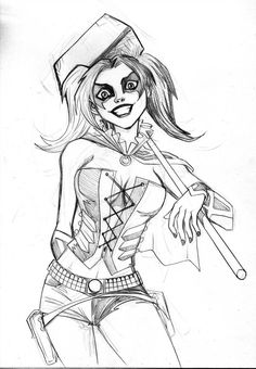 a black and white drawing of a woman with an ax in her hand, holding a hammer