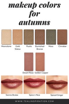 Makeup for Autumns – Teal Inspiration Make Up For Soft Autumn Type, Soft Natural True Autumn, Deep Autumn Soft Classic, Deep Autumn Eye Makeup, True Autumn Makeup Palette, True Autumn Eyeshadow, Warm Autumn Color Palette Makeup