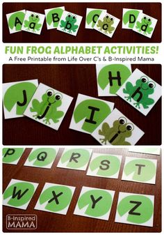 frog alphabet activities for kids to practice letter formation and matching letters with their own hands