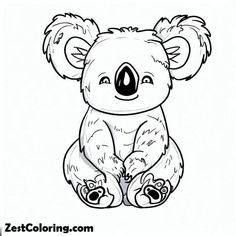 a koala bear sitting on the ground coloring page