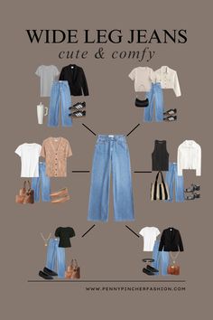 Boyish Jeans Outfit, Black Denim Wide Leg Pants Outfit, Very Wide Leg Jeans Outfit, Long Wide Leg Jeans, Denim Wide Leg Jeans Outfit, How To Style A Wide Leg Jeans, How To Style Wide Leg Jeans Plus Size, Wide Leg Baggy Jeans Outfit, Elevated Casual Style