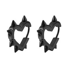 PRICES MAY VARY. Heart Hoop Earrings Design: Crafted with a gothic grunge aesthetic, these punk goth emo jewelry accessories feature black heart-shaped hoops adorned with striking spikes, adding a touch of attitude to any outfit. Y2k spike heart hoop earrings boast a gothic, grunge, and punk aesthetic for fashion-forward women Versatile Gothic Grunge Earrings: Whether you're rocking an ensemble or adding a touch of edge to a more understated look, these spike heart earrings are sure to turn head Spike Earrings Punk, Emo Jewelry, Grunge Earrings, Goth Accessories, Grunge Jewelry, Goth Earrings, Punk Earrings, Alternative Jewelry, Goth Jewelry