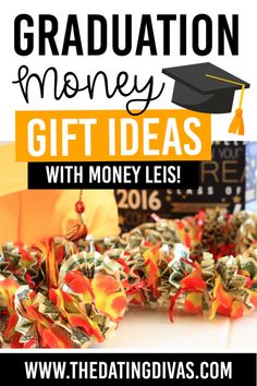 graduation money gift idea with the words graduation money on it and in front of them