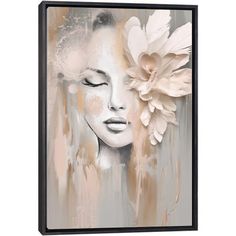 a woman with flowers on her head is shown in an abstract painting style, it looks like