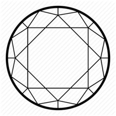 a black and white drawing of a diamond in the shape of a circle, on a white background