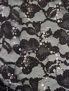 Black Lace Fabric embellished with Silver Sequins. Perfect for any garment. Could be dressed up or down. It has a slight one-way stretch. Elegant Stretch Sequin Fabric For Night Out, Black Lace Fabric, Sports Prints, Columbia Sc, Gold Lace, Silver Sequin, Gorgeous Fabrics, Lace Applique, Lace Fabric